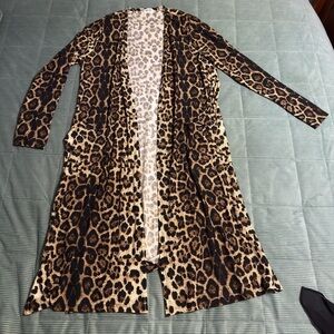 Texas True Threads Leopard Print Long Cardigan with pockets